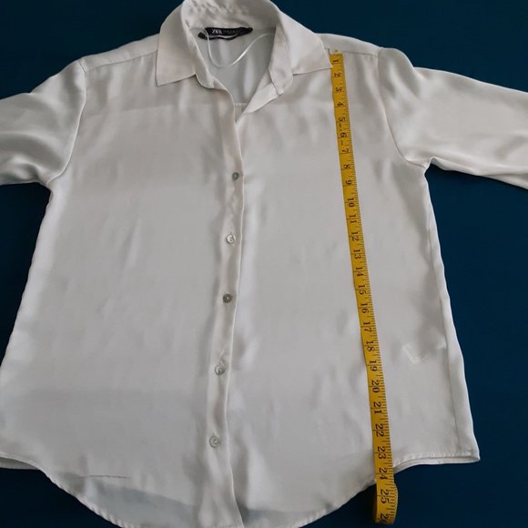 Women's Zara Cream Colored Polyester Long Sleeve Blouse, Size M - Picture 11 of 12